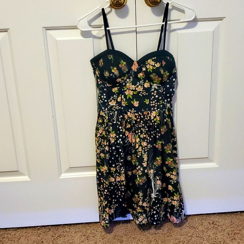 Adjustable Spaghetti Strap Floral Mini Dress